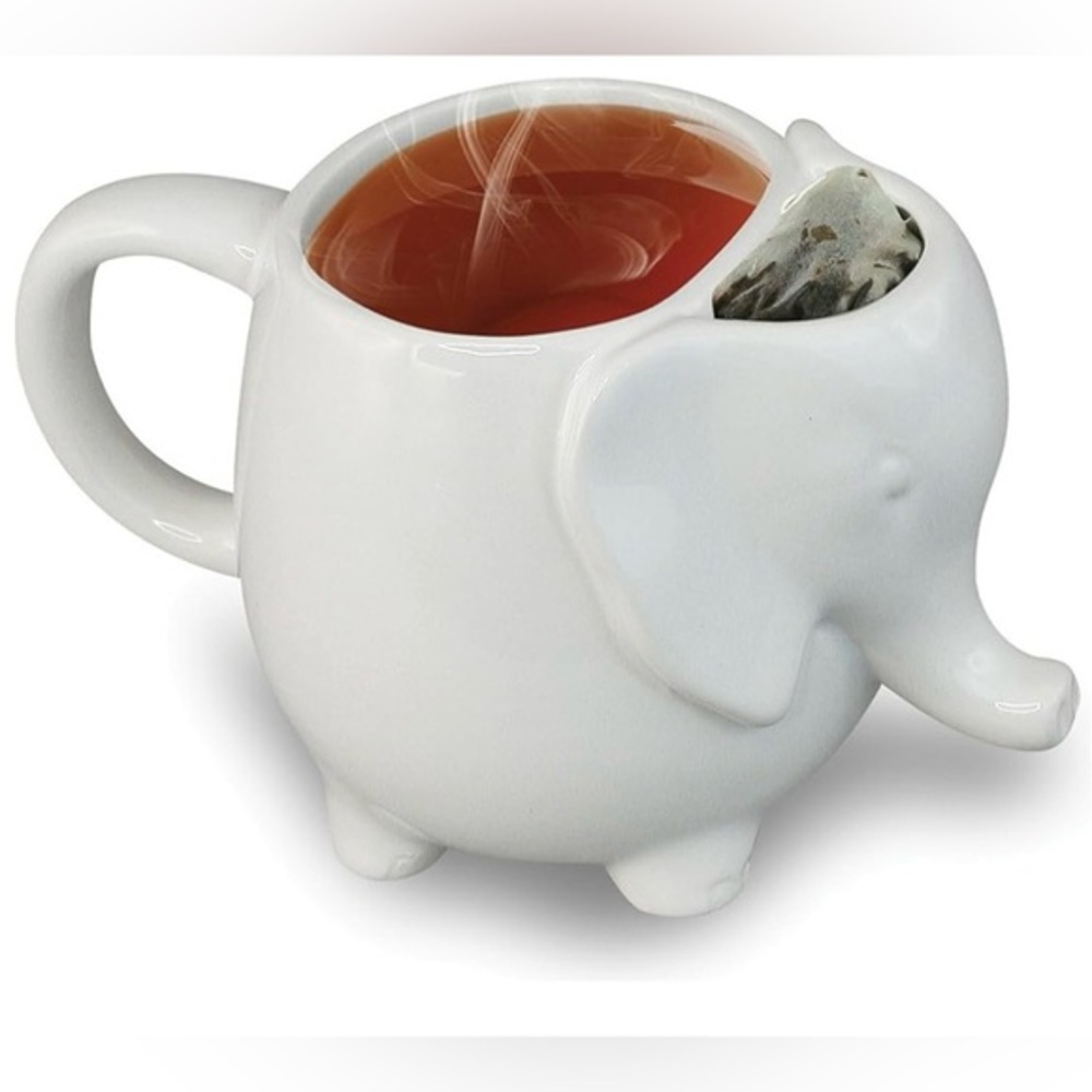 Ceramic 15oz Elephant Tea Mug with Tea bag holder